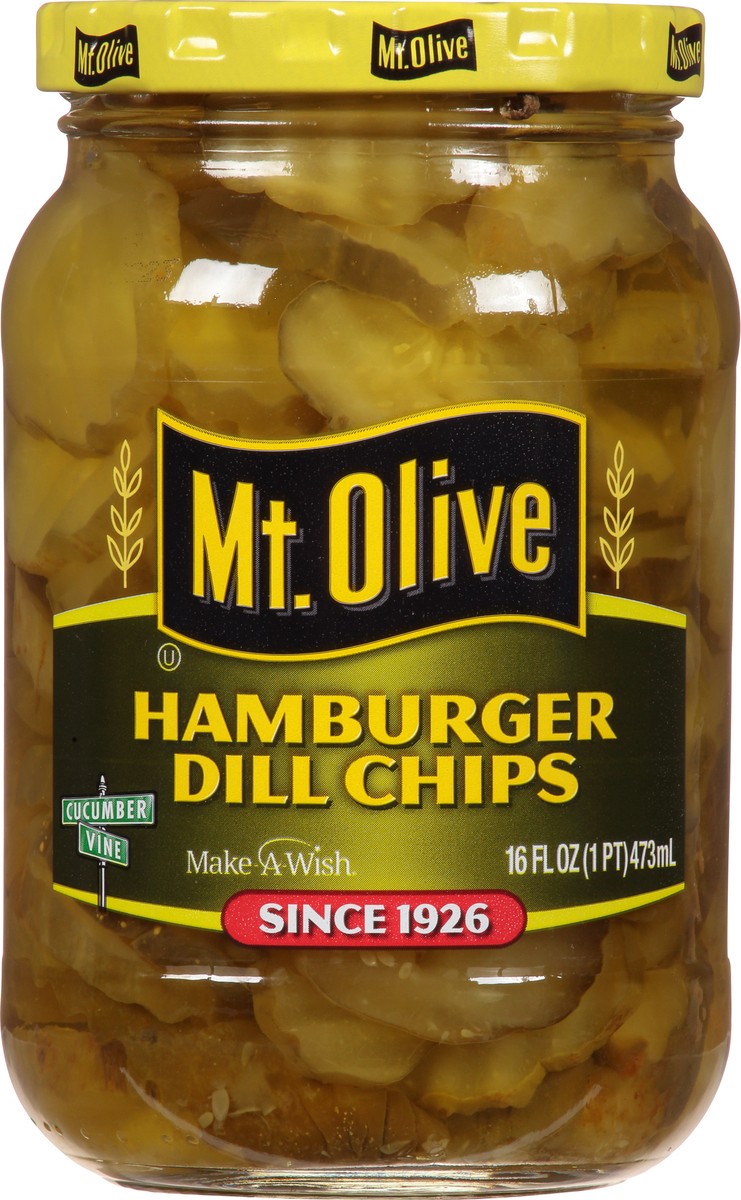 slide 2 of 9, Mt. Olive Hamburger Dill Chips Pickles 16 fl oz Jar, 16 fl oz