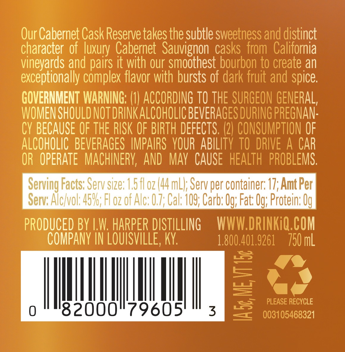 slide 2 of 8, I.W. Harper Cabernet Cask Reserve, 750 mL, 750 ml