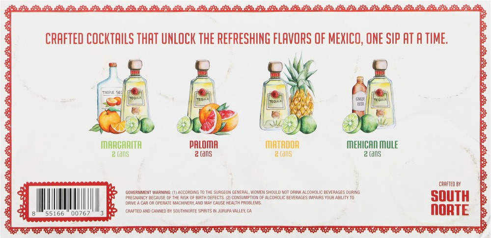 slide 3 of 6, South Norte Tequila Cocktail Fiesta Pack, 8 ct; 12 oz