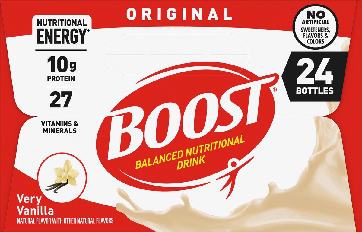 slide 3 of 9, Boost Original Very Vanilla Balanced Nutritional Drink 24 - 8 fl oz Bottles, 1 ct