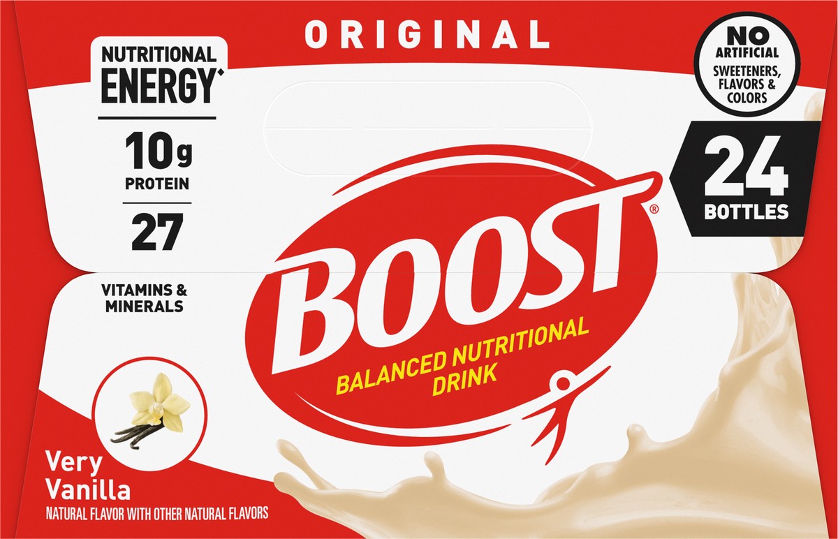 slide 7 of 9, Boost Original Very Vanilla Balanced Nutritional Drink 24 - 8 fl oz Bottles, 1 ct