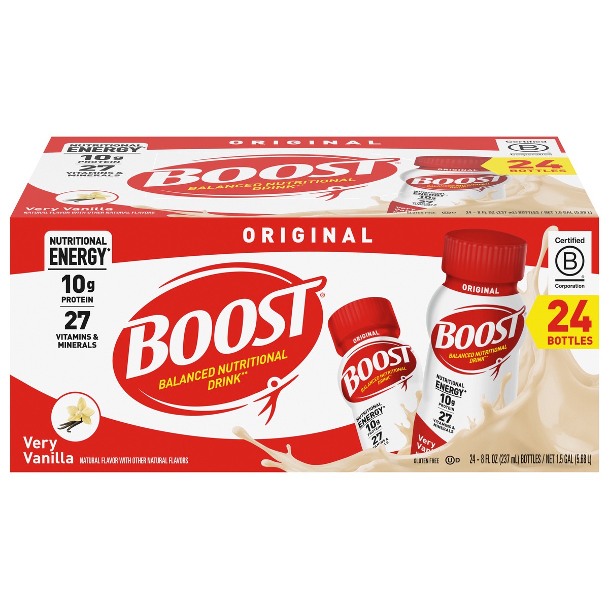 slide 1 of 9, Boost Original Very Vanilla Balanced Nutritional Drink 24 - 8 fl oz Bottles, 1 ct