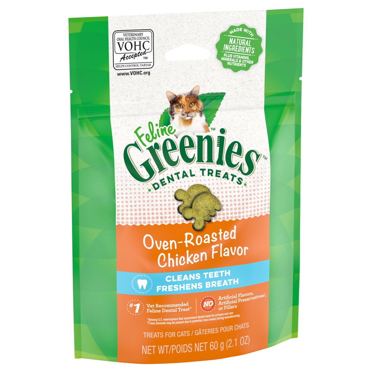 slide 2 of 8, Greenies Feline Oven Roasted Chicken Flavor Dental Treats - 2.1 Oz., 2.1 oz