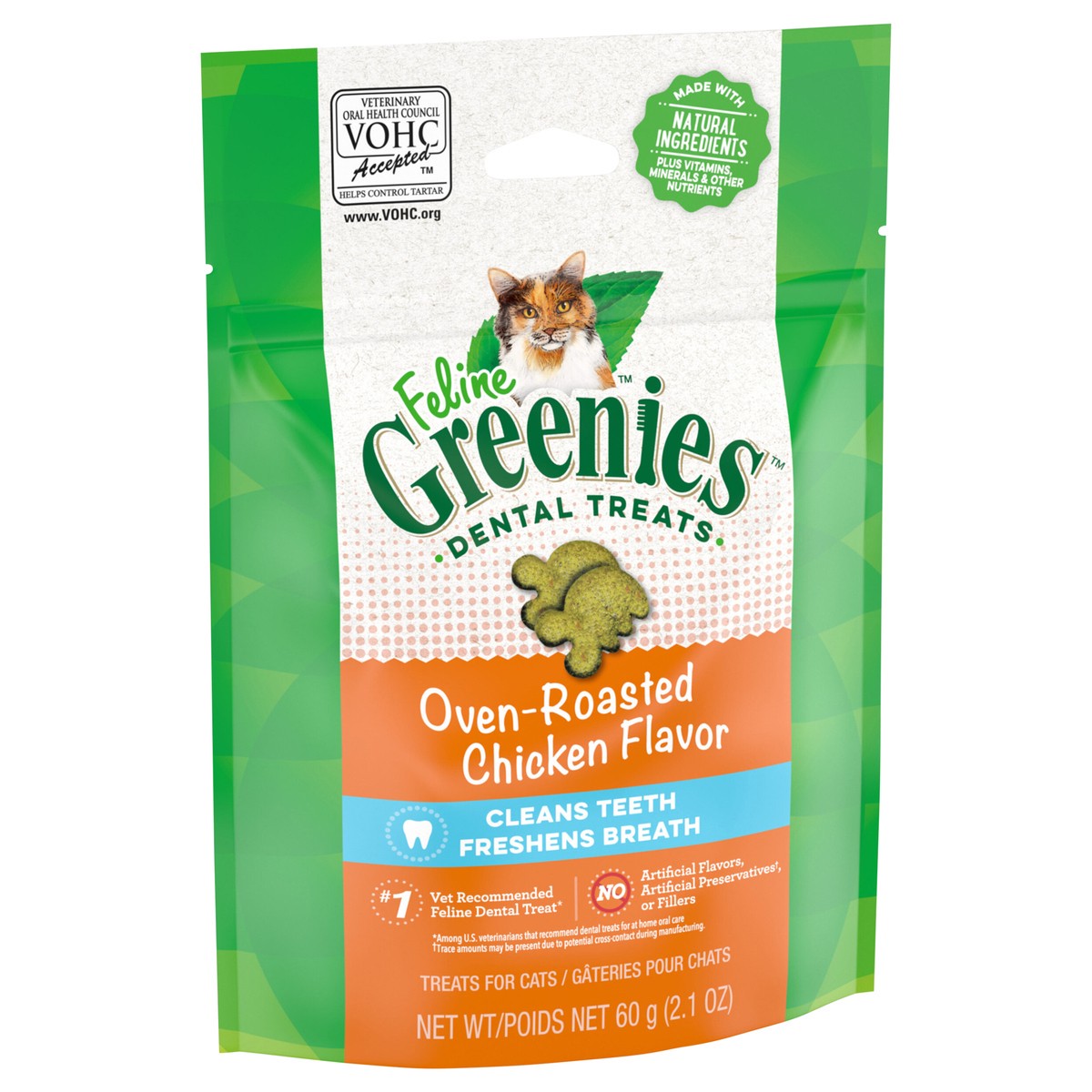 slide 3 of 8, Greenies Feline Oven Roasted Chicken Flavor Dental Treats - 2.1 Oz., 2.1 oz