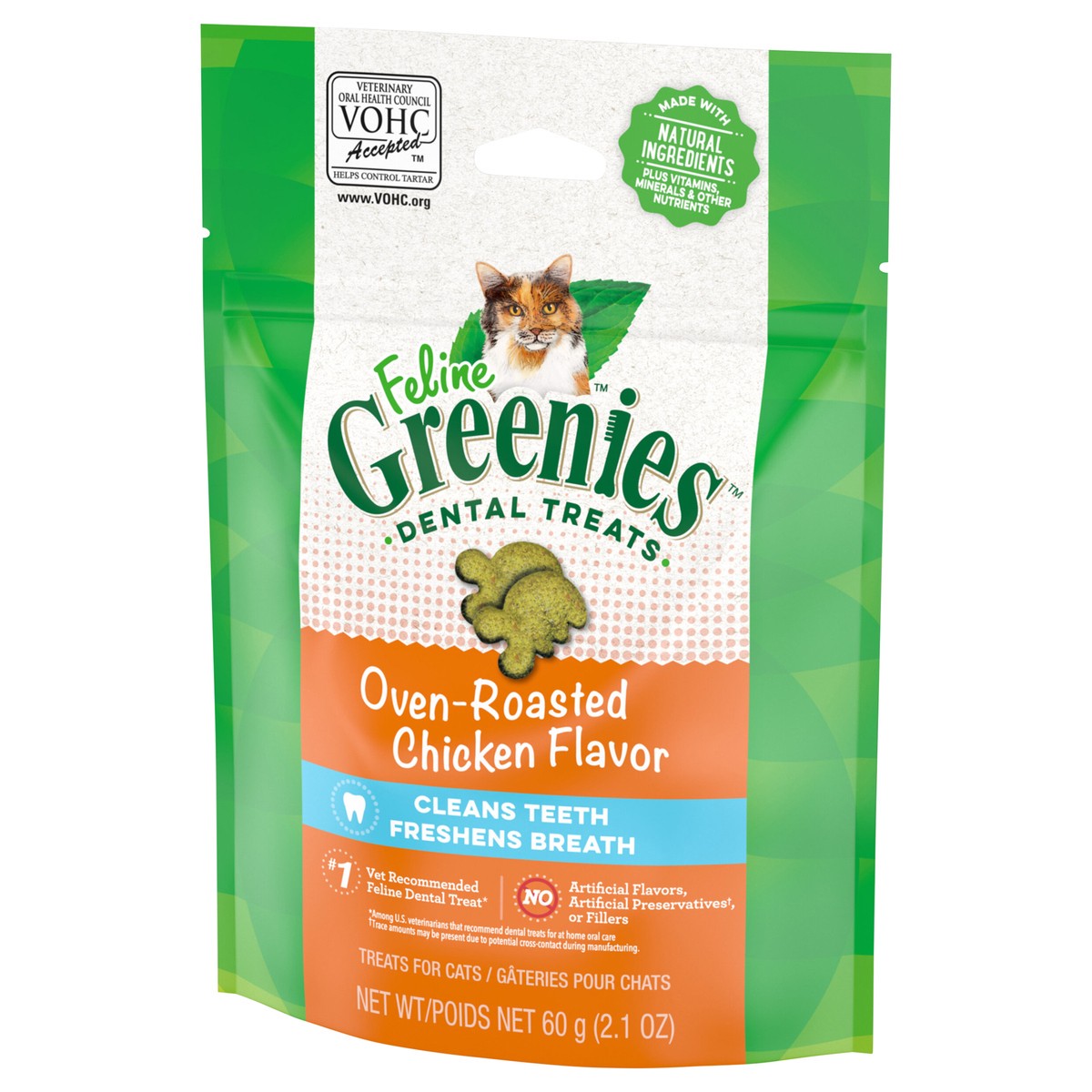slide 3 of 8, Greenies Feline Oven Roasted Chicken Flavor Dental Treats - 2.1 Oz., 2.1 oz