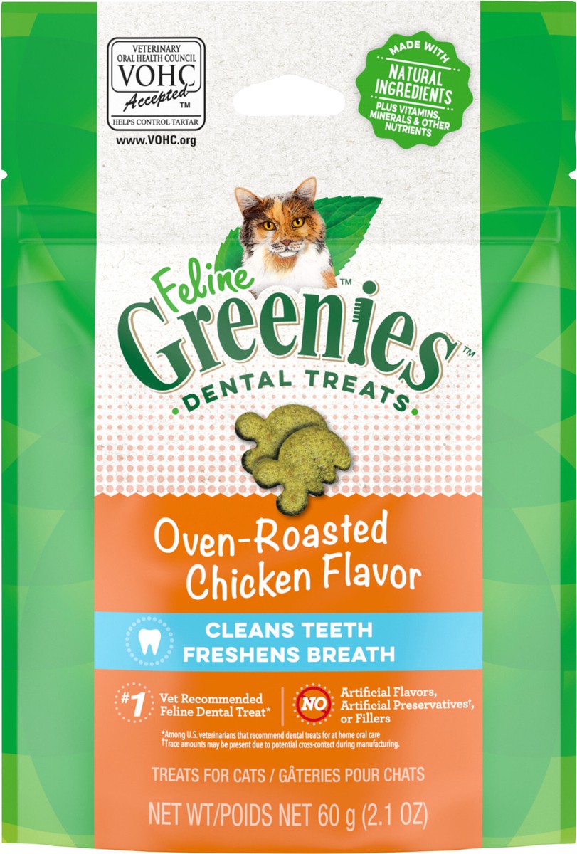 slide 6 of 8, Greenies Feline Oven Roasted Chicken Flavor Dental Treats - 2.1 Oz., 2.1 oz