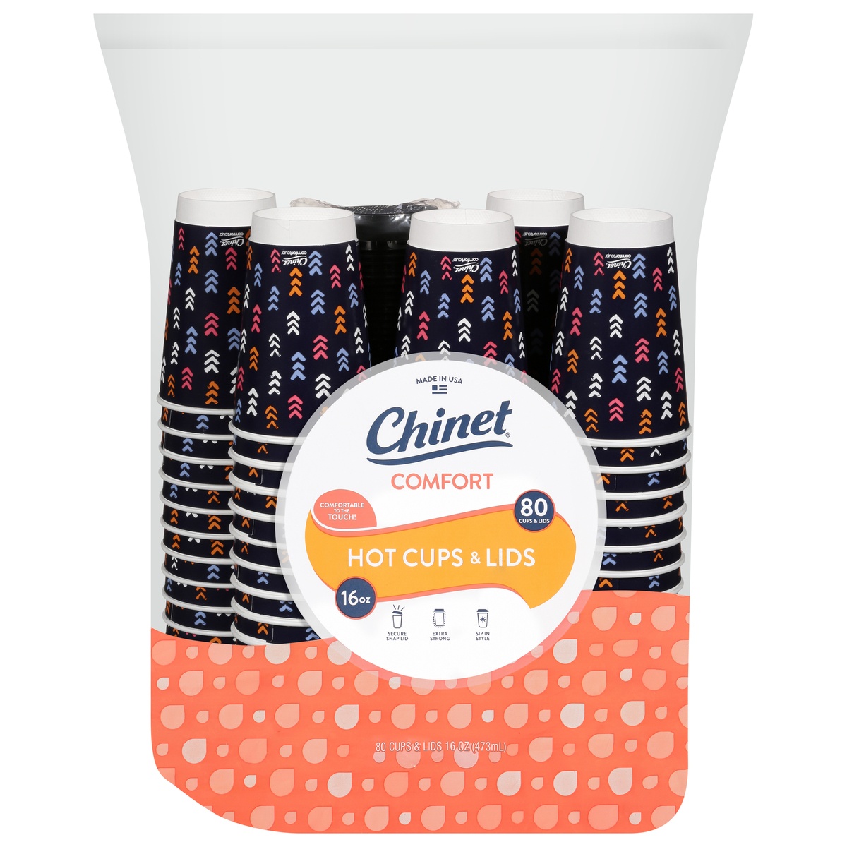 Chinet Comfort 16 oz Cup & Lid, 80-count