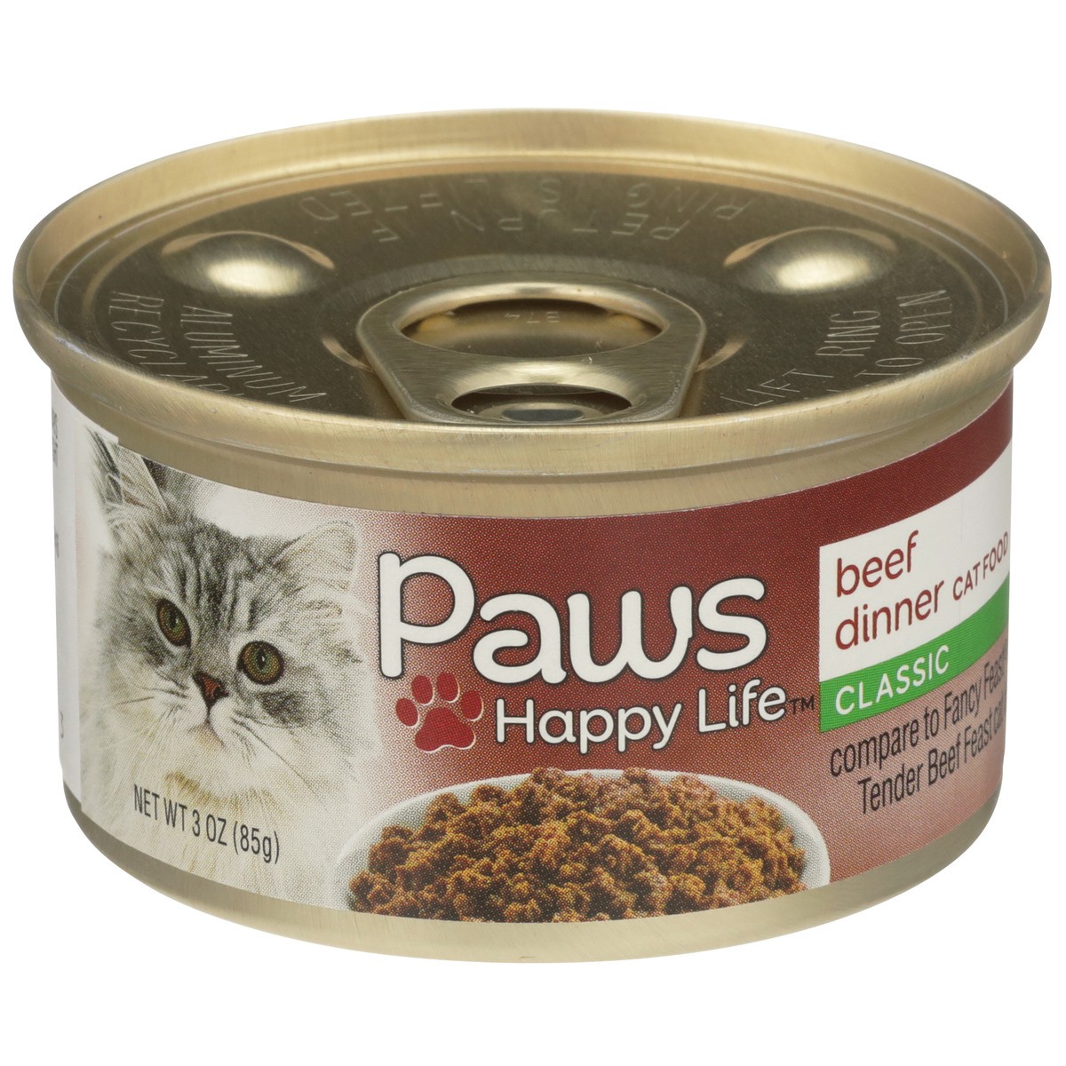 slide 4 of 10, Paws Happy Life Beef Dinner Classic Cat Food, 3 oz