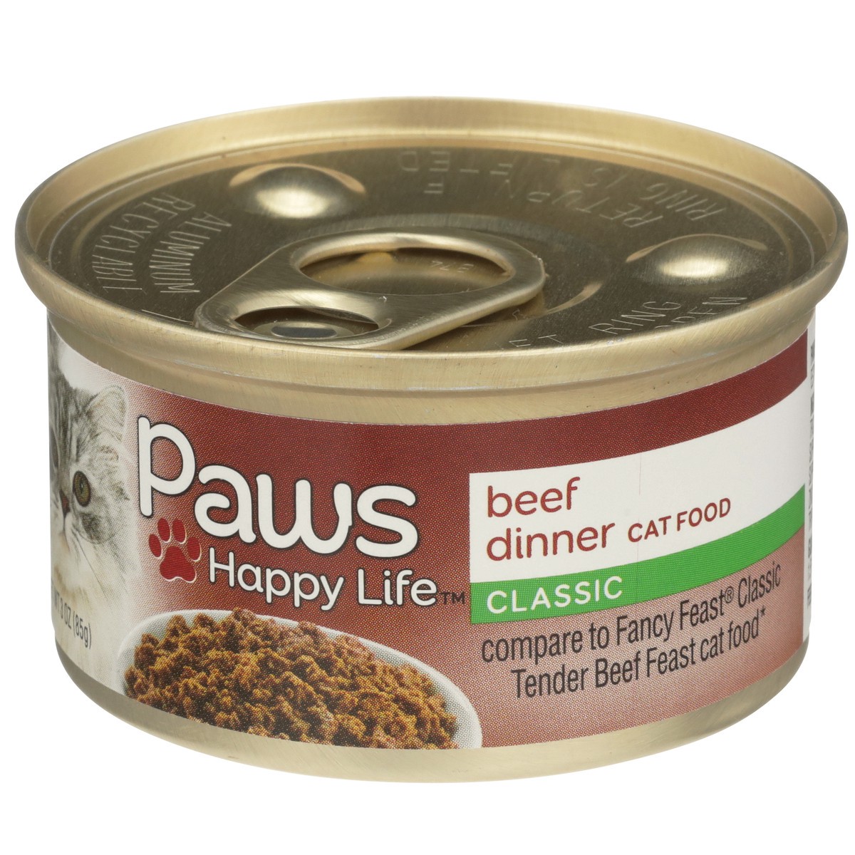 slide 9 of 10, Paws Happy Life Beef Dinner Classic Cat Food, 3 oz