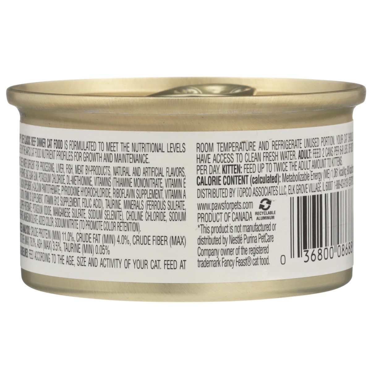 slide 3 of 10, Paws Happy Life Beef Dinner Classic Cat Food, 3 oz