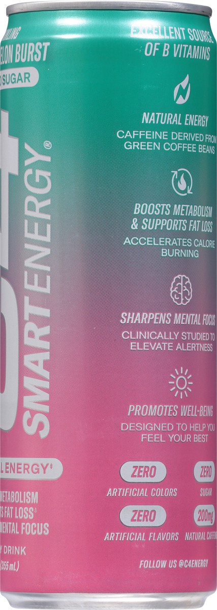 slide 9 of 9, C4 Sport Smart Energy Zero Sugar Sparkling Watermelon Burst Energy Drink 12 fl oz, 12 fl oz