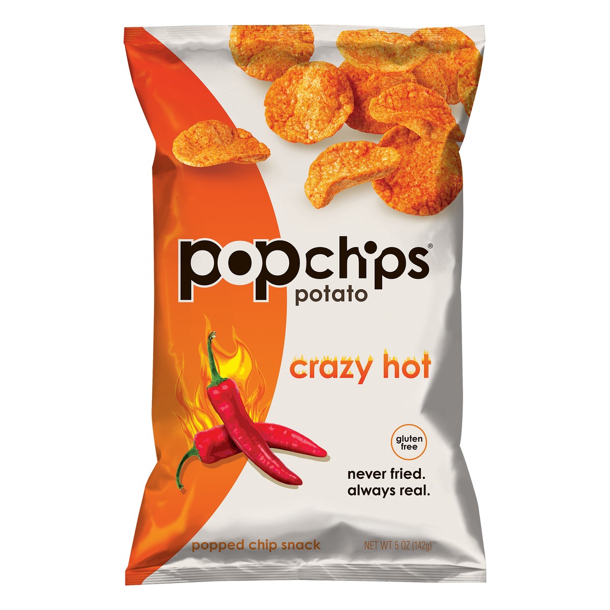 slide 1 of 1, popchips Popped Chip Snack, Crazy Hot, Potato, 5 oz