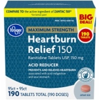 slide 1 of 1, Kroger Maximum Strength Heartburn Relief 150 Tablets, 190 ct