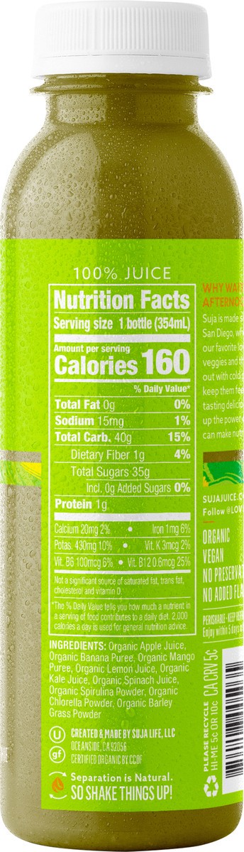 slide 4 of 9, Suja Organic Green Delight Cold-Pressed Juice Smoothie - 12 fl oz, 12 fl oz