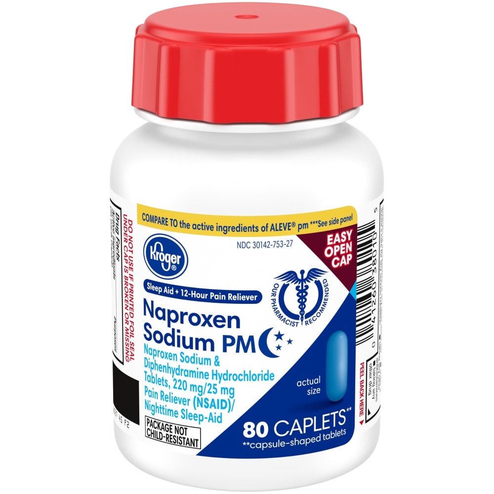 slide 1 of 1, Kroger Naproxen Sodium Pm Pain Reliever Plus Sleep Aid, 80 ct
