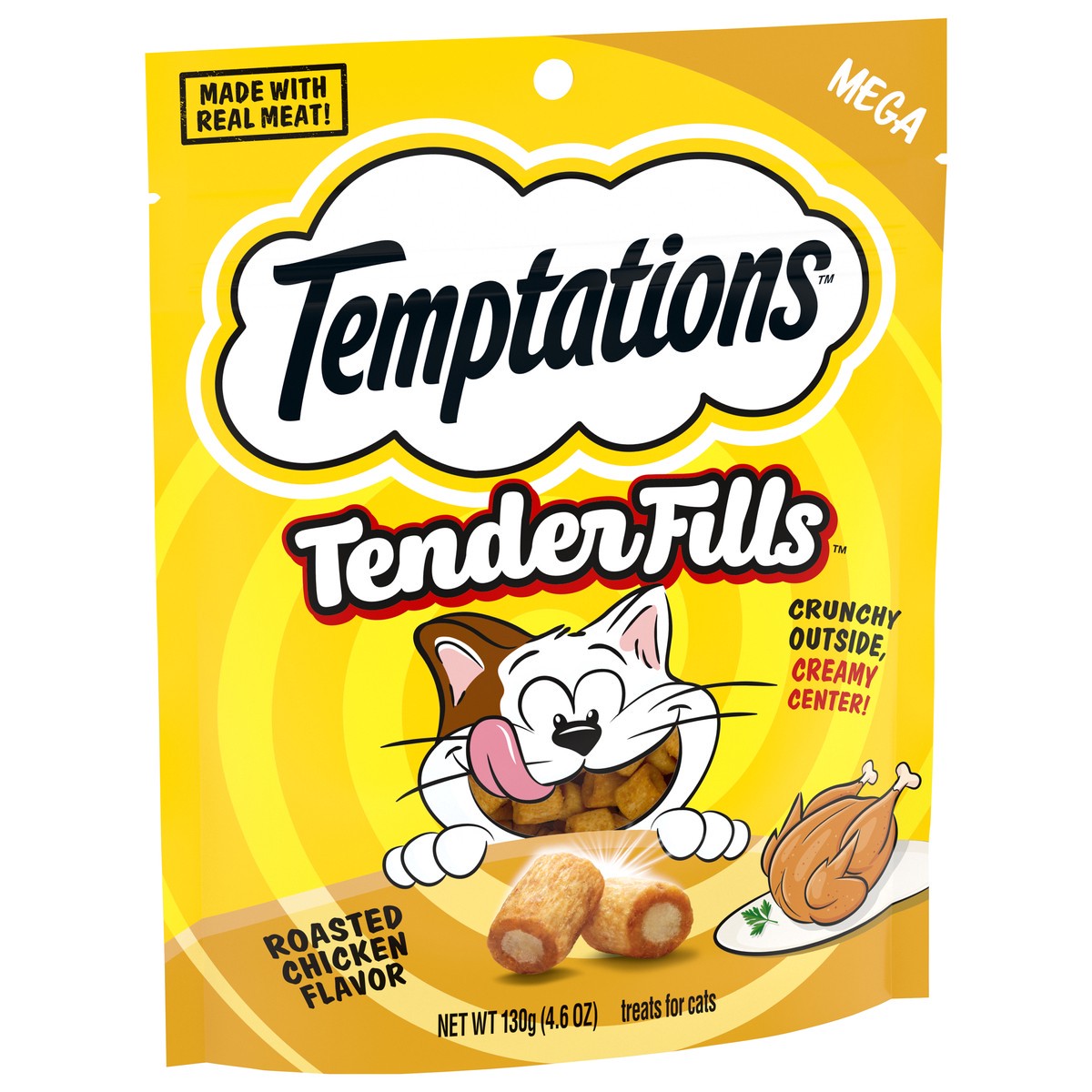 slide 2 of 3, Temptations Mega Tender Fills Roasted Chicken Flavor Cat Treats 4.6 oz, 10/4.6 oz