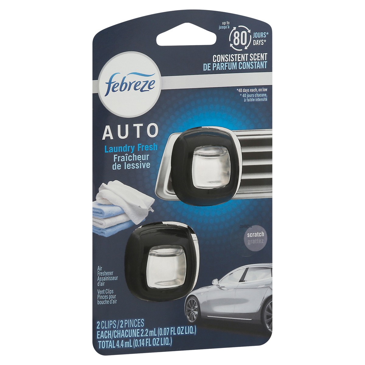 slide 4 of 9, Febreze Auto Air Freshener Vent Clip Laundry Fresh Scent, 2 ct