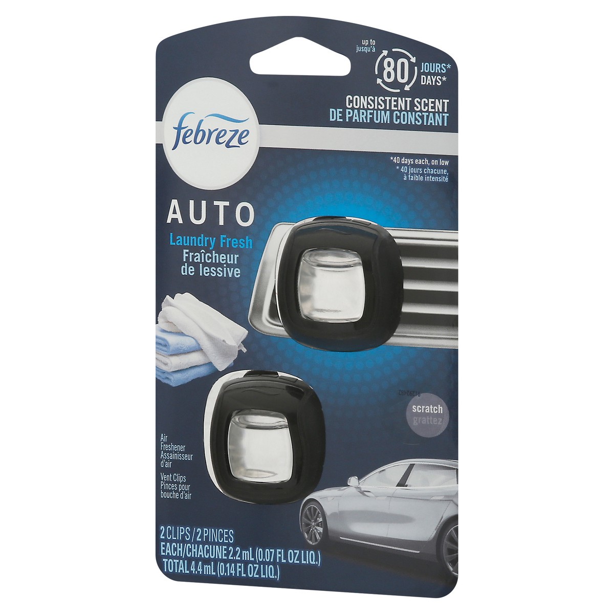 slide 8 of 9, Febreze Auto Air Freshener Vent Clip Laundry Fresh Scent, 2 ct