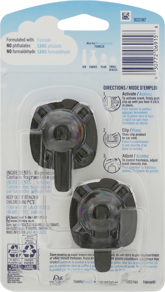 slide 9 of 9, Febreze Auto Air Freshener Vent Clip Laundry Fresh Scent, 2 ct
