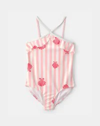 Carters Girls 1-Piece Shell Striped Swimsuit - Pink Multi 7