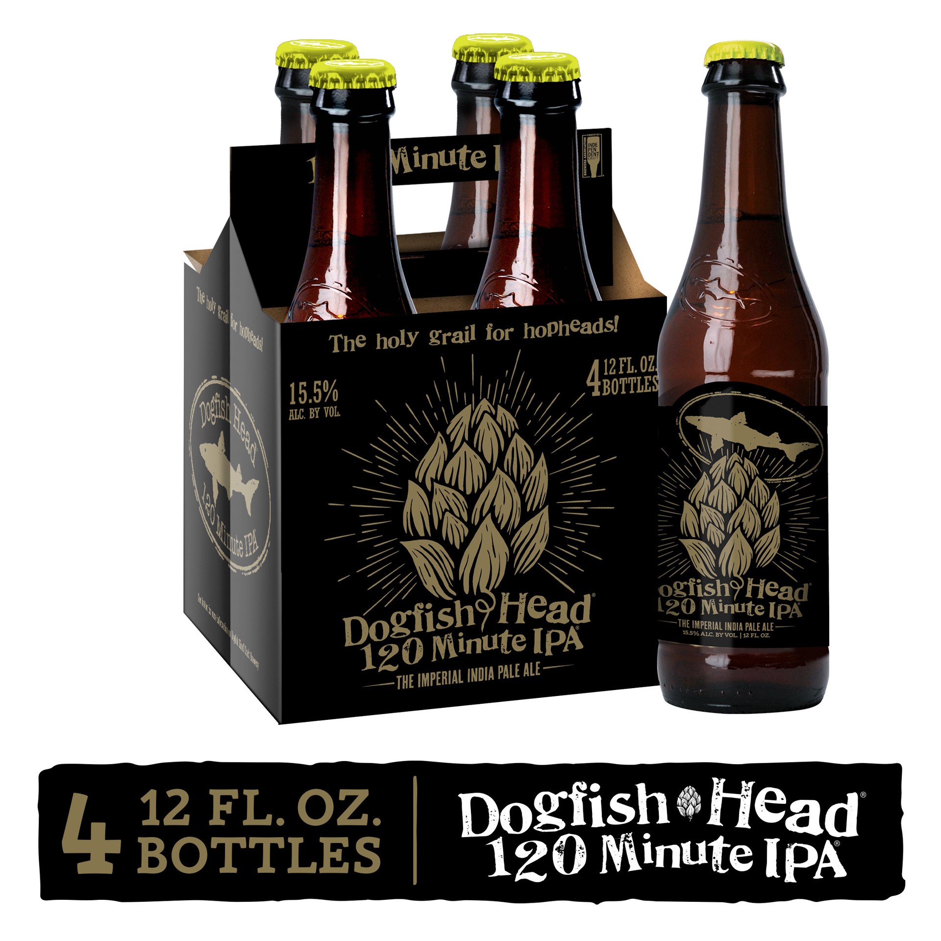 slide 1 of 5, Dogfish Head 120 Minute Imperial IPA Beer (12 fl. oz. Bottle, 4pk.), 4 ct; 12 oz