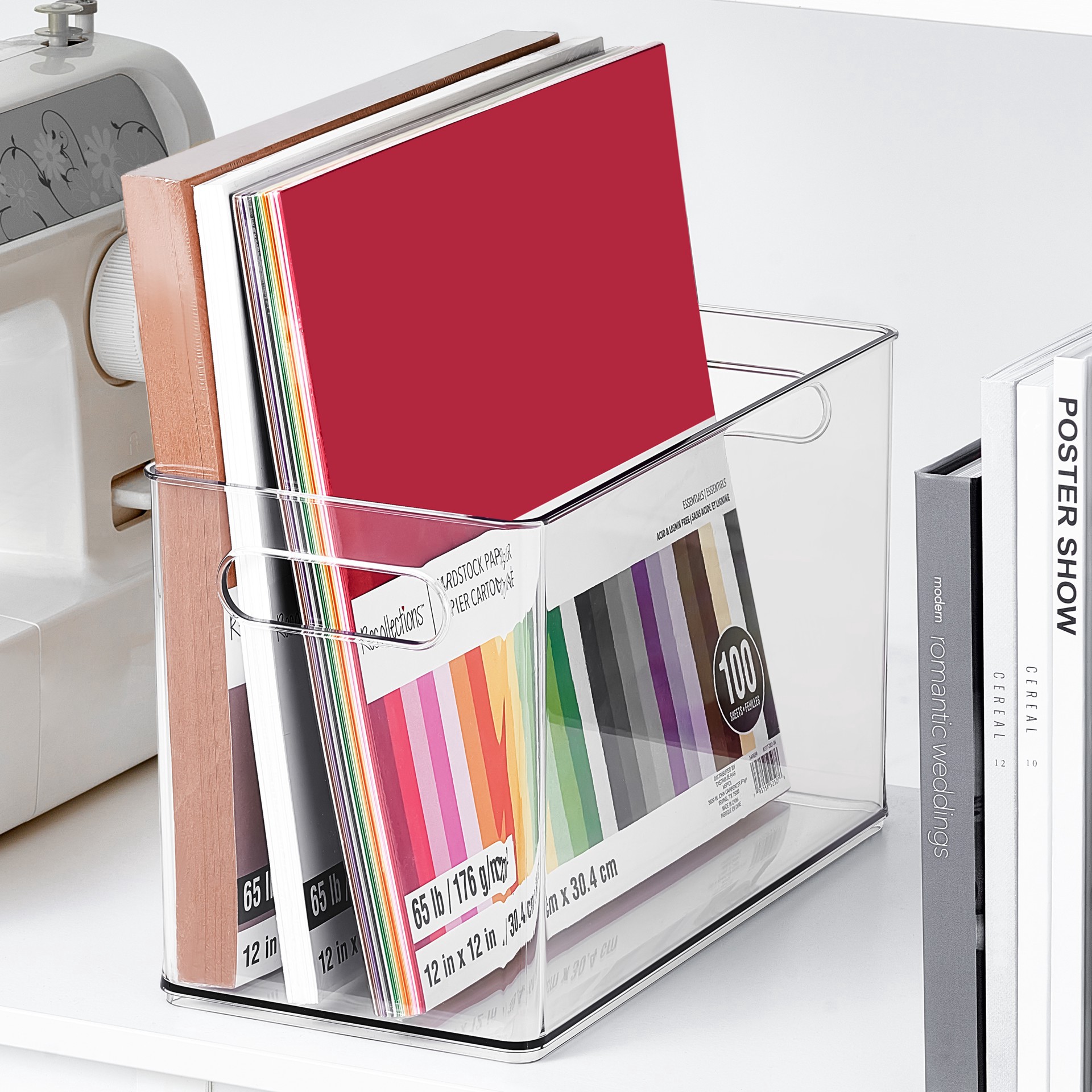 slide 7 of 7, 13" X 6.5" Clear Storage Bin With Handles By Simply Tidy, 13 in x 6.5 in