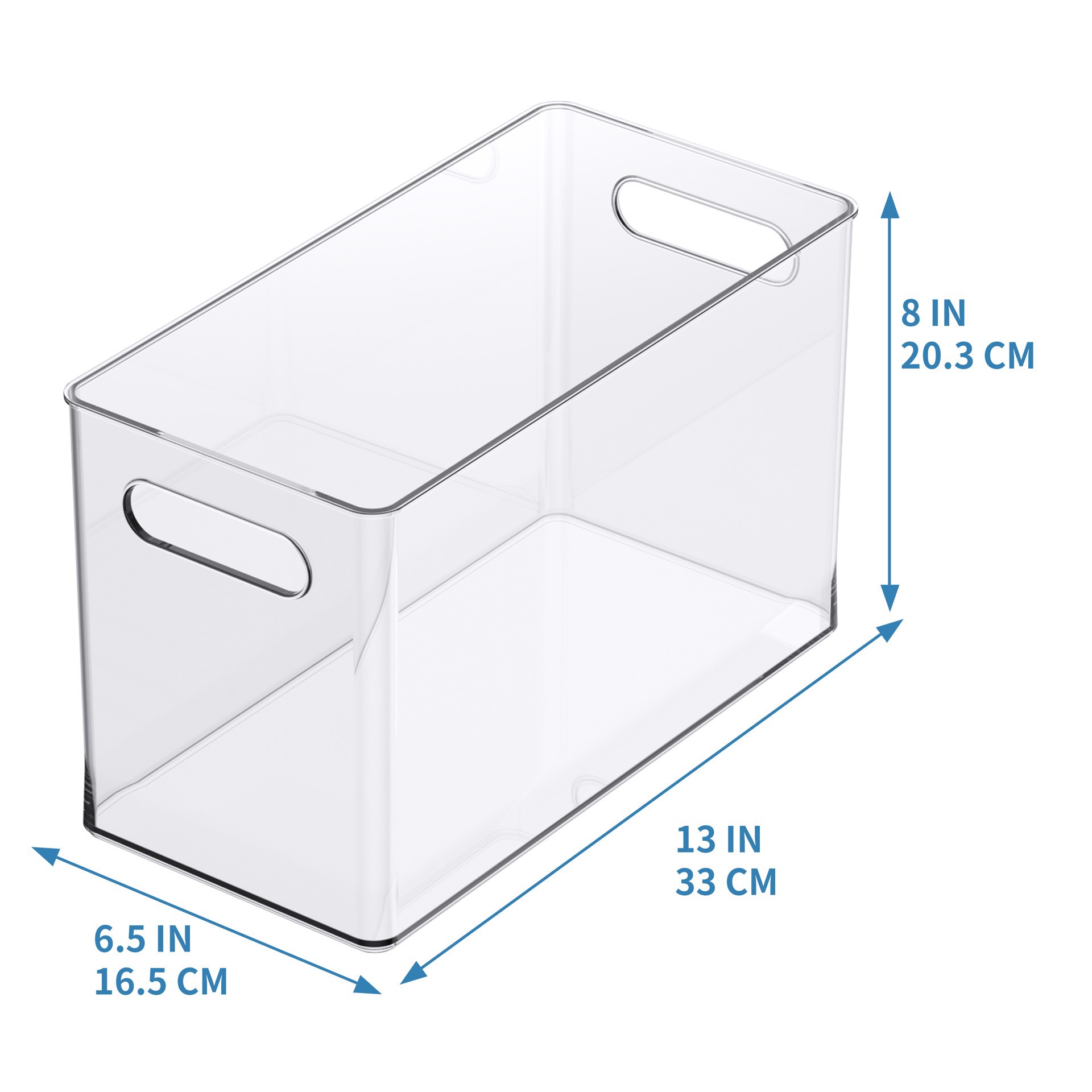 slide 2 of 7, 13" X 6.5" Clear Storage Bin With Handles By Simply Tidy, 13 in x 6.5 in
