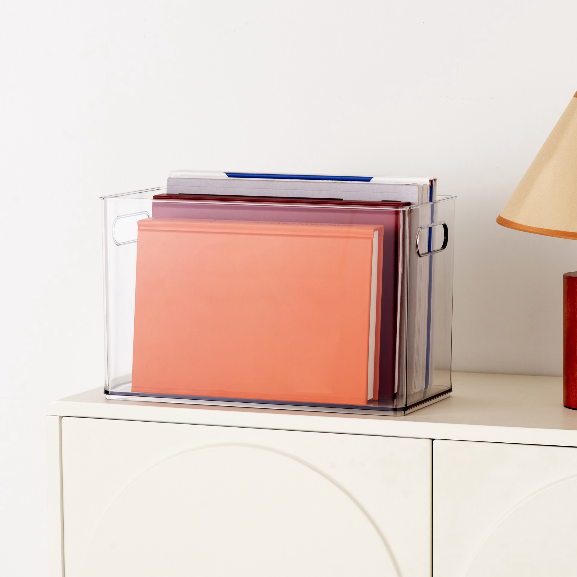 slide 5 of 7, 13" X 6.5" Clear Storage Bin With Handles By Simply Tidy, 13 in x 6.5 in