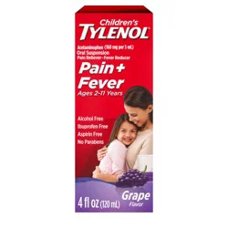 Children's Tylenol Pain + Fever Relief Cold Medicine, Grape, 4 fl. oz