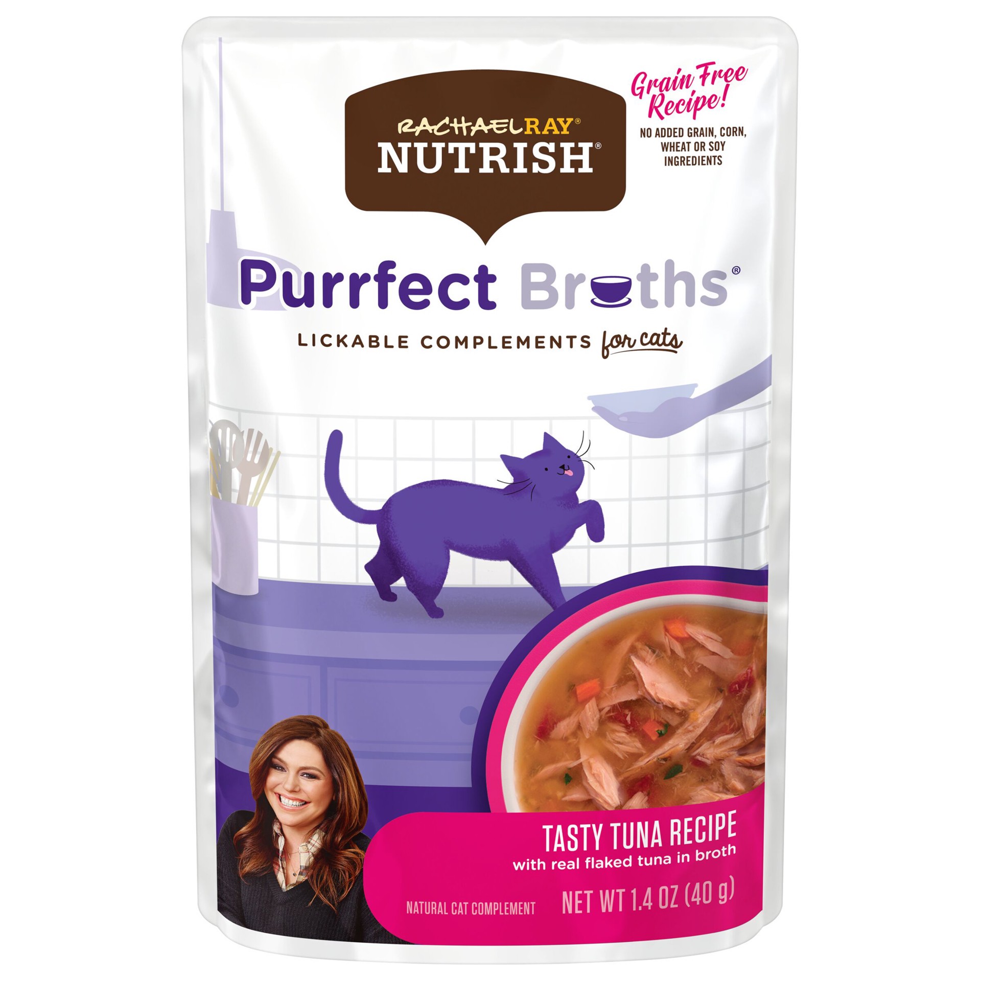 slide 1 of 21, Rachael Ray Nutrish Purrfect Broths All Natural Complement, Grain Free Tasty Tuna Recipe, 1.4 oz