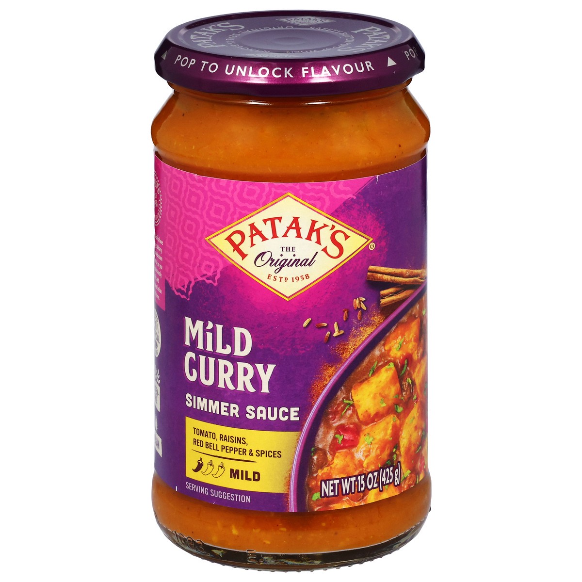 slide 1 of 13, Patak's Glass Mild Curry Sauce, 14.5 oz