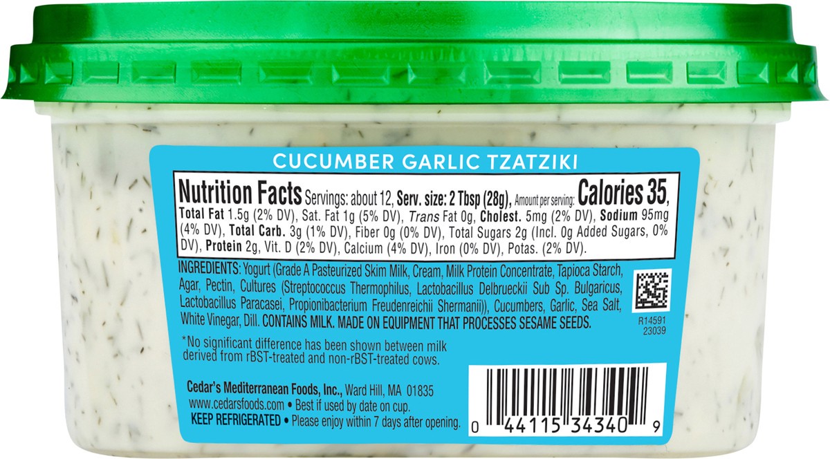 slide 2 of 4, Cedar's Cucumber Garlic Tzatziki, 12 oz