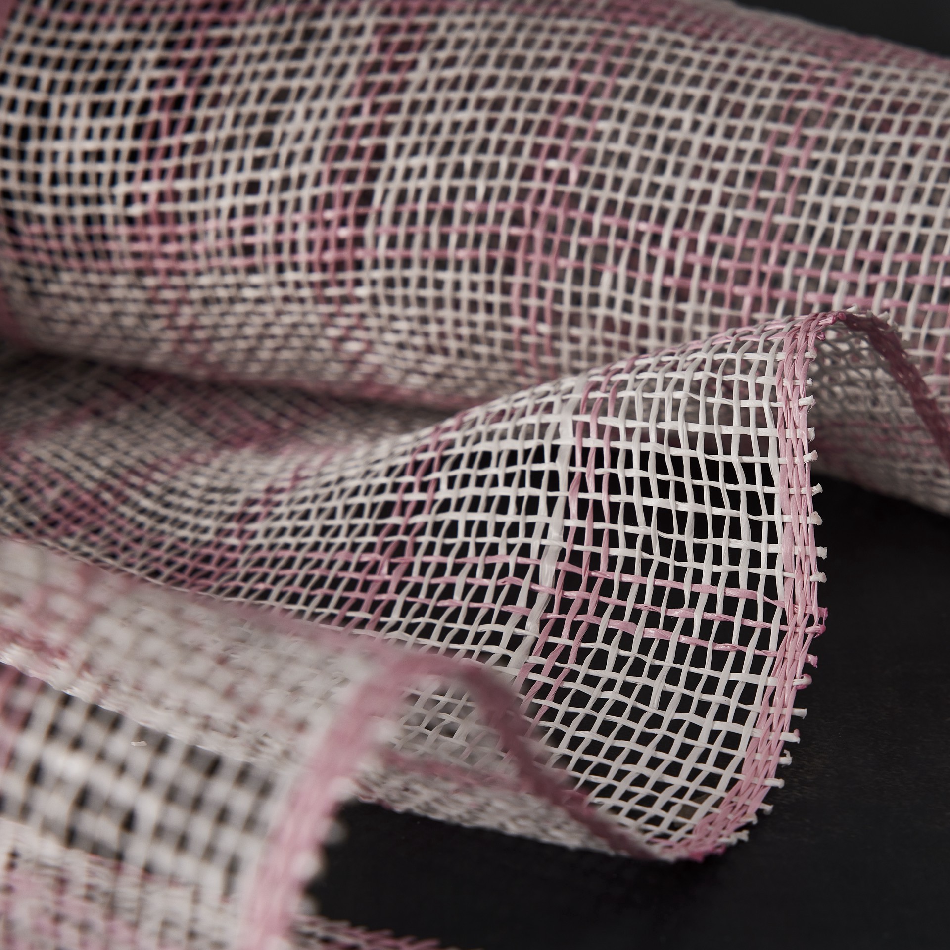slide 4 of 4, 10" X 19ft. Pink & White Window Poly Burlap Mesh By Celebrate It, 10 in x 19 ft