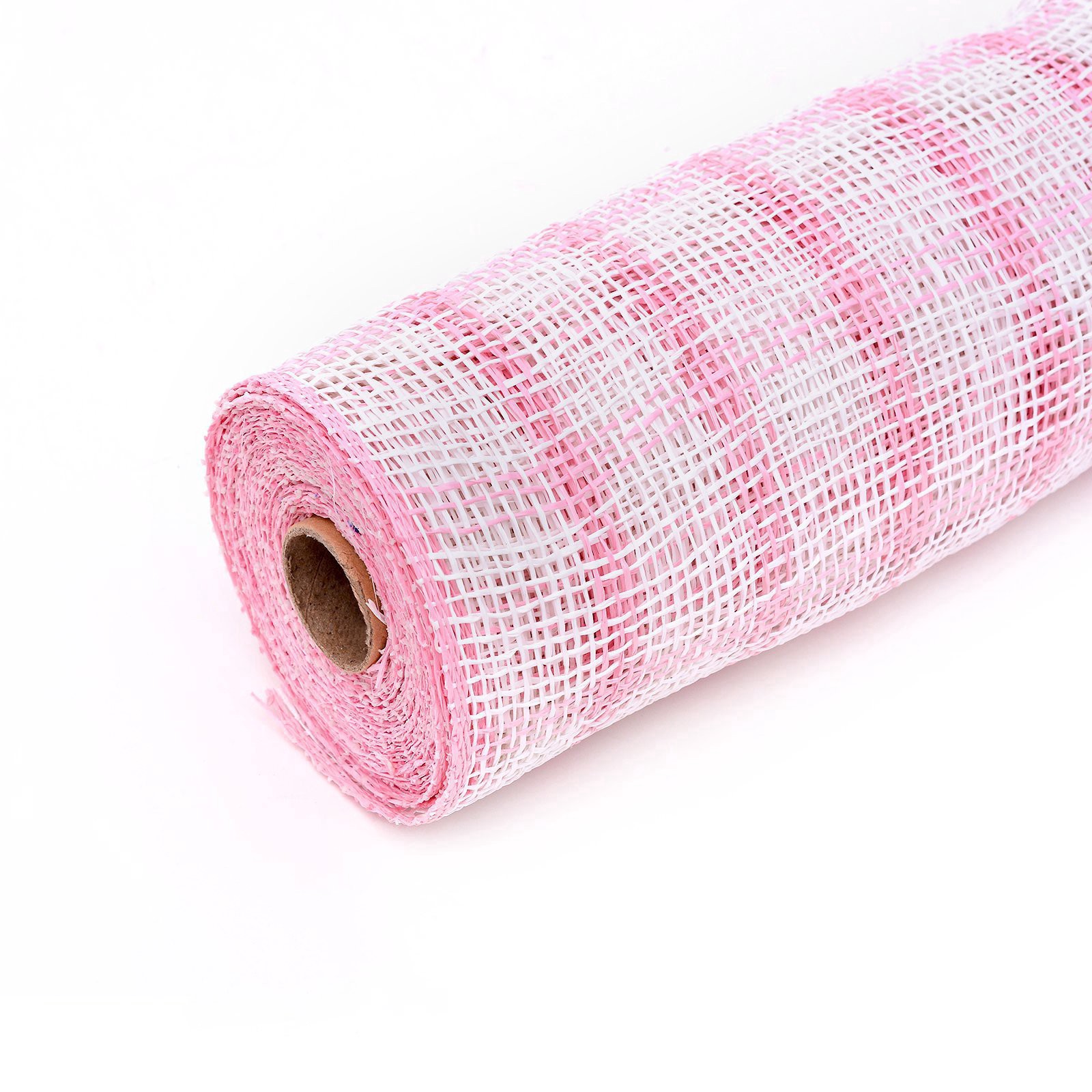 slide 3 of 4, 10" X 19ft. Pink & White Window Poly Burlap Mesh By Celebrate It, 10 in x 19 ft