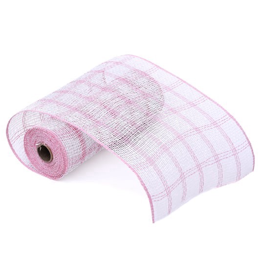 slide 1 of 4, 10" X 19ft. Pink & White Window Poly Burlap Mesh By Celebrate It, 10 in x 19 ft