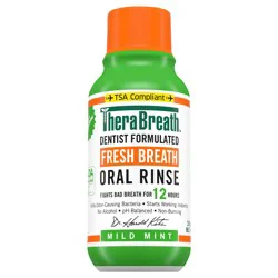 TheraBreath Fresh Breath Mouthwash, Mild Mint, Alcohol-Free, Travel Size, 3 fl oz