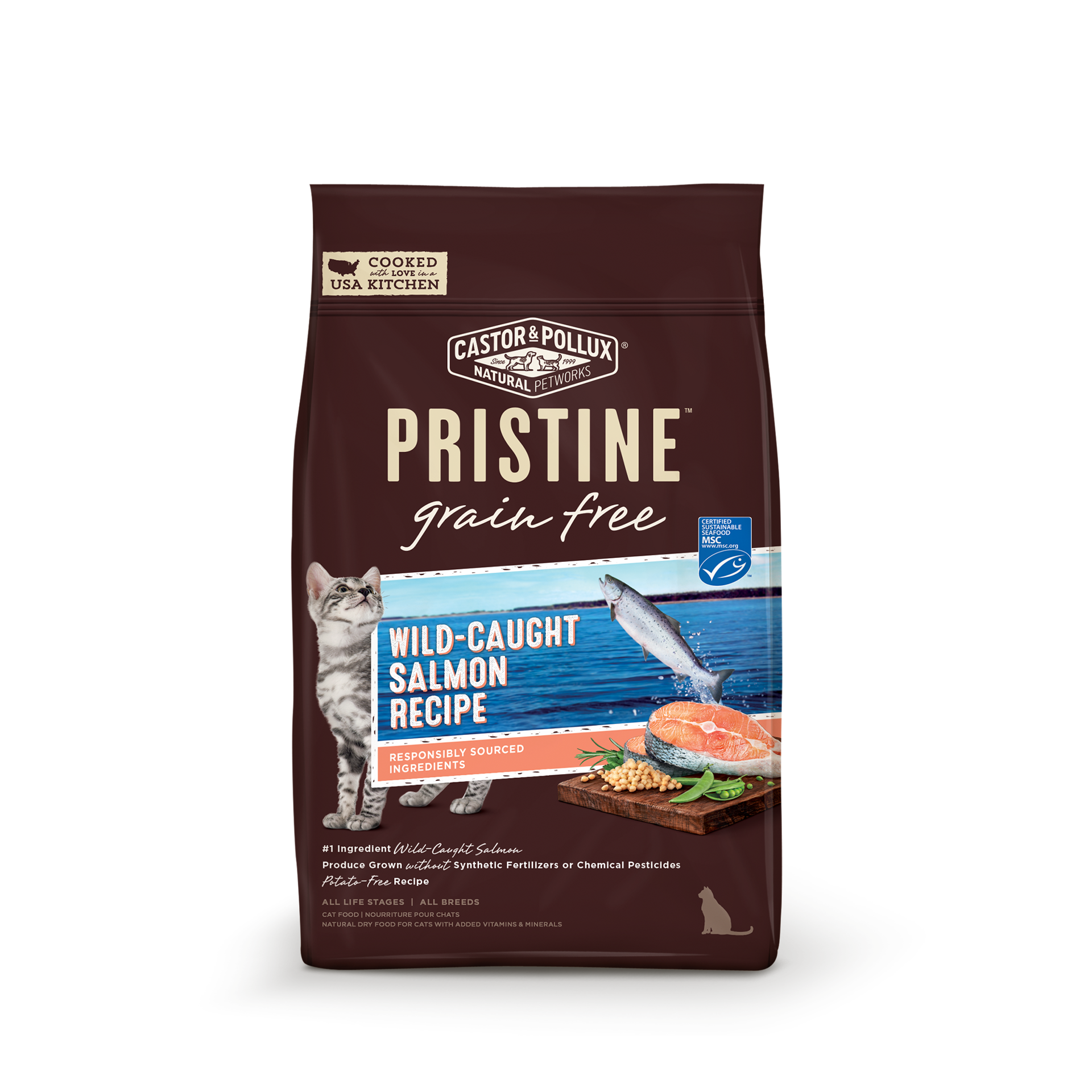 slide 1 of 2, Castor & Pollux PRISTINE Grain Free Wild-Caught Salmon Recipe Dry Cat Food - 6 lb Bag, 6 lb