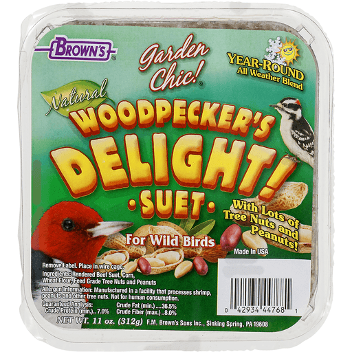 slide 1 of 1, Brown's Garden Chic! Woodpecker's Delight! Suet For Wild Birds, 11 oz