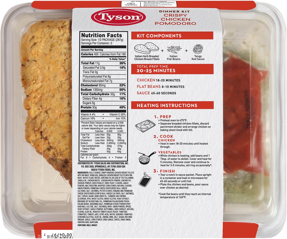 slide 2 of 7, Tyson Fully Cooked Chicken Pomodoro Dinner Kit, 20.5 oz. (Frozen), 581.16 g