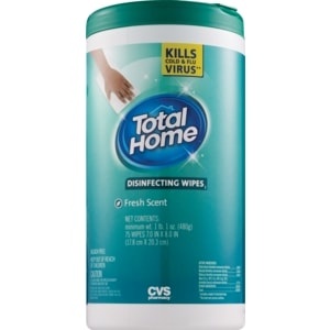 slide 1 of 1, Total Home By CVS Disinfecting Wipes, 75 ct