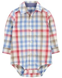 Oshkosh Baby Plaid Long-Sleeve Bodysuit - Plaid Multi 18M