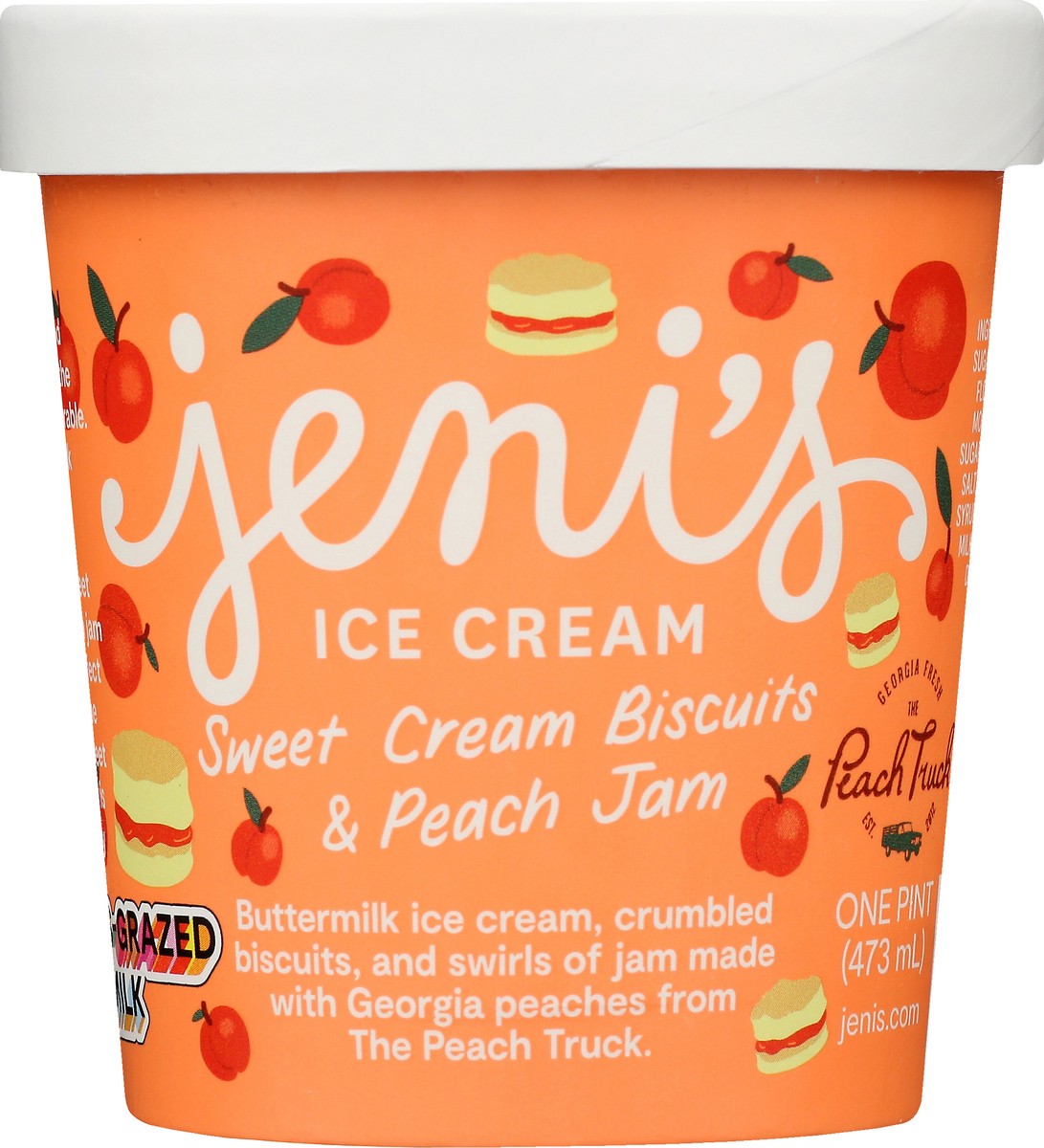 slide 1 of 9, Jeni's Sweet Cream Biscuits & Peach Jam Ice Cream 1 pt, 1 pint