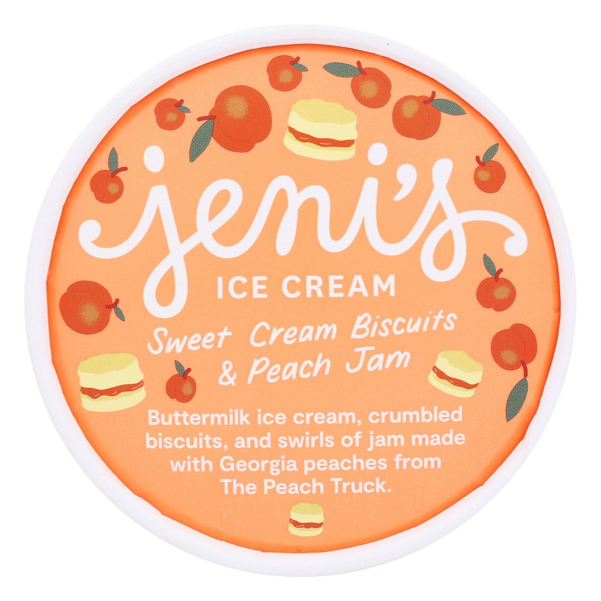 slide 8 of 9, Jeni's Sweet Cream Biscuits & Peach Jam Ice Cream 1 pt, 1 pint