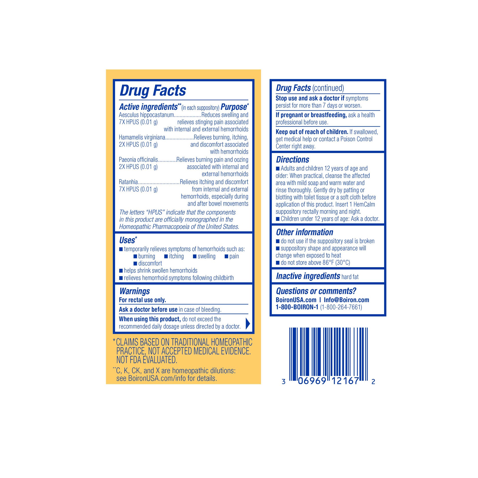 slide 2 of 5, Boiron Hemcalm Suppositories, Homeopathic Medicine For Hemorrhoid Relief, 10 ct