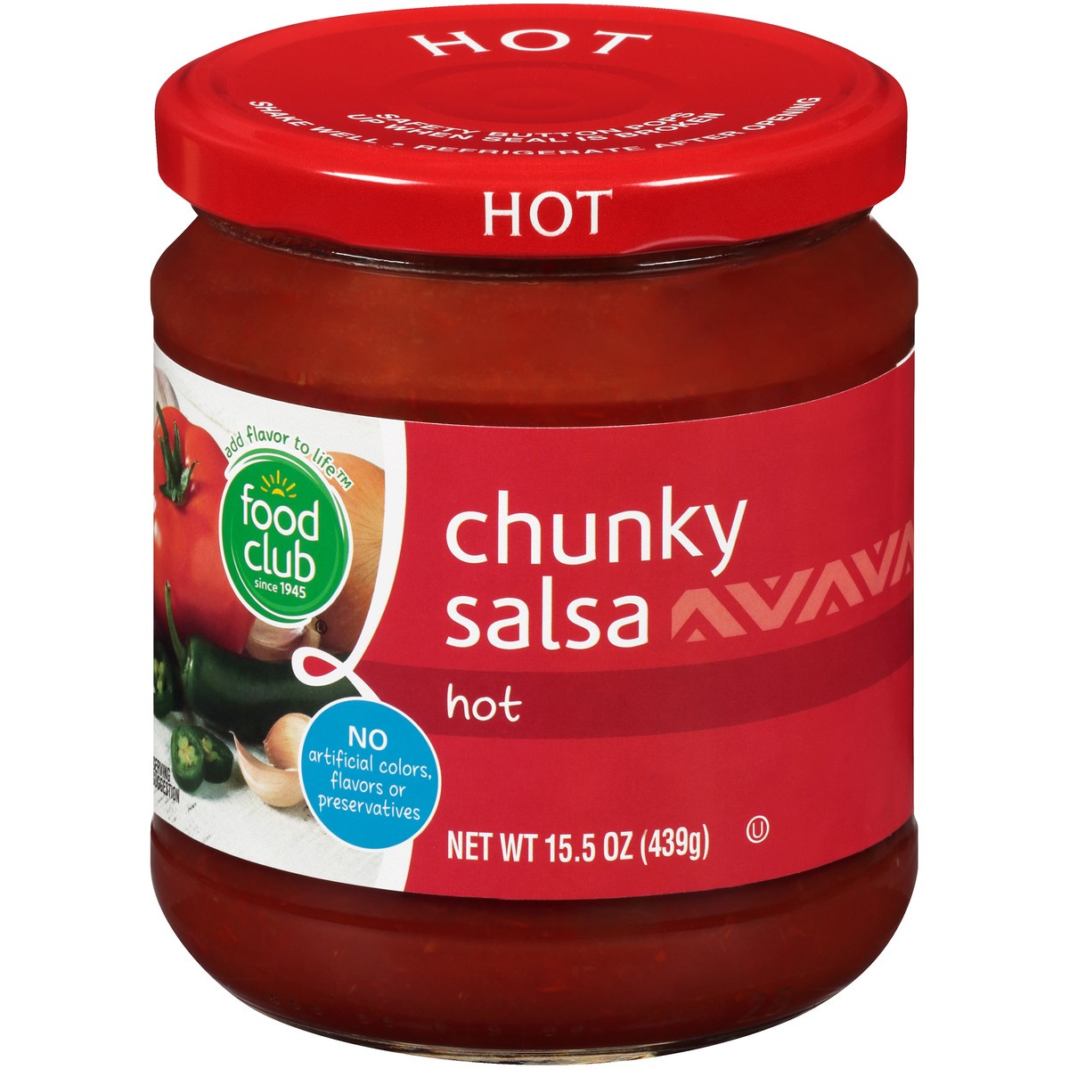 slide 1 of 13, Food Club Hot Chunky Salsa, 15.5 oz