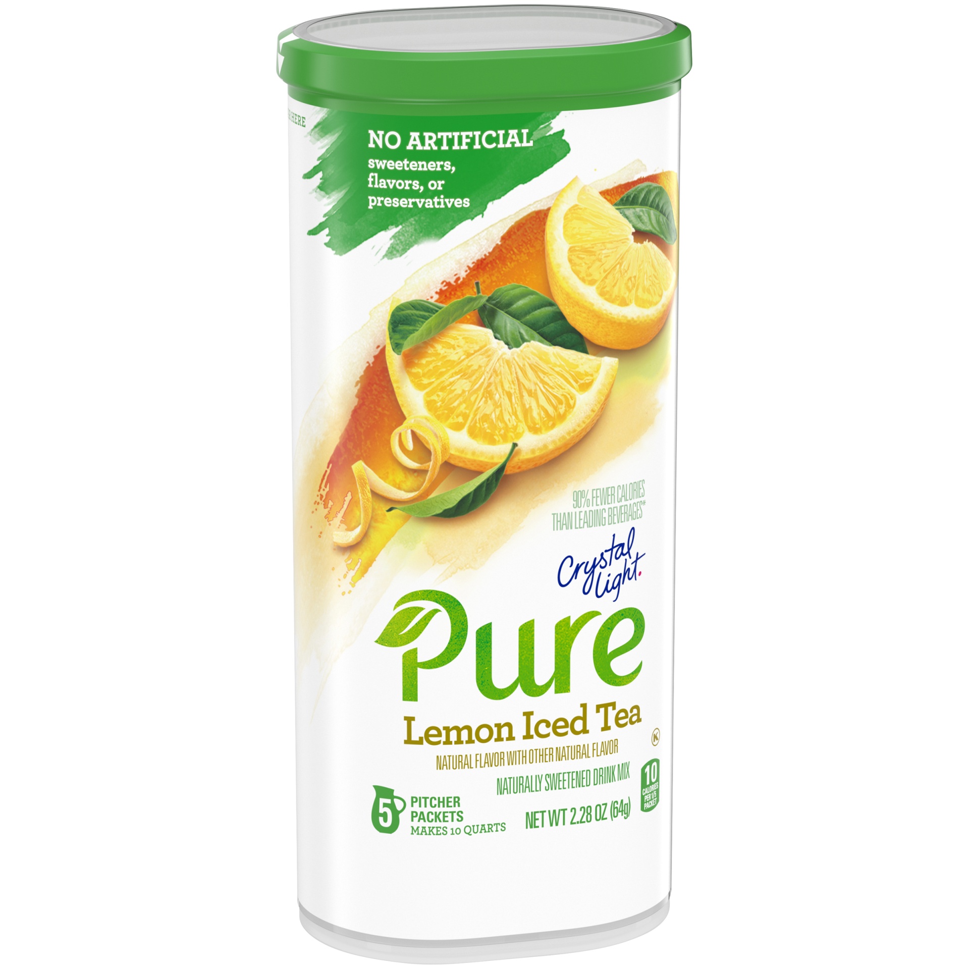slide 3 of 7, Crystal Light Pure Lemon Iced Tea Naturally Flavored Powdered Drink Mix with No Artificial Sweeteners Pitcher, 10 ct