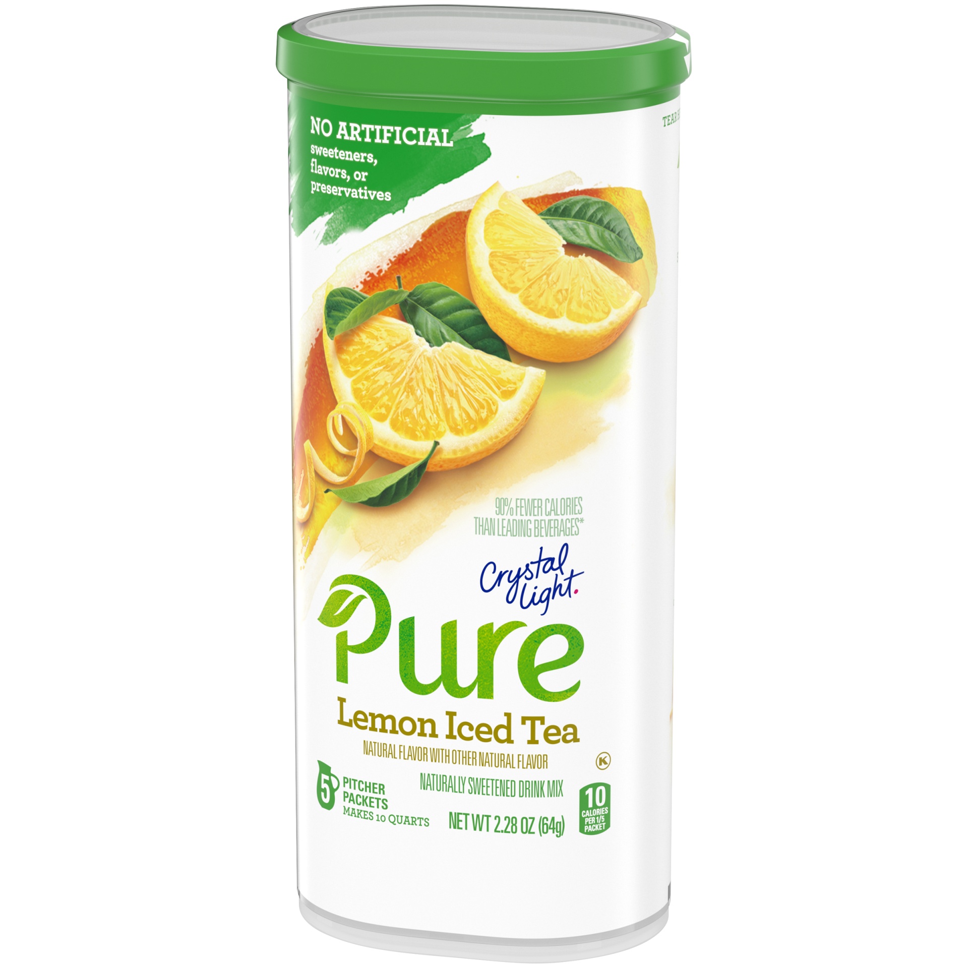 slide 4 of 7, Crystal Light Pure Lemon Iced Tea Naturally Flavored Powdered Drink Mix with No Artificial Sweeteners Pitcher, 10 ct