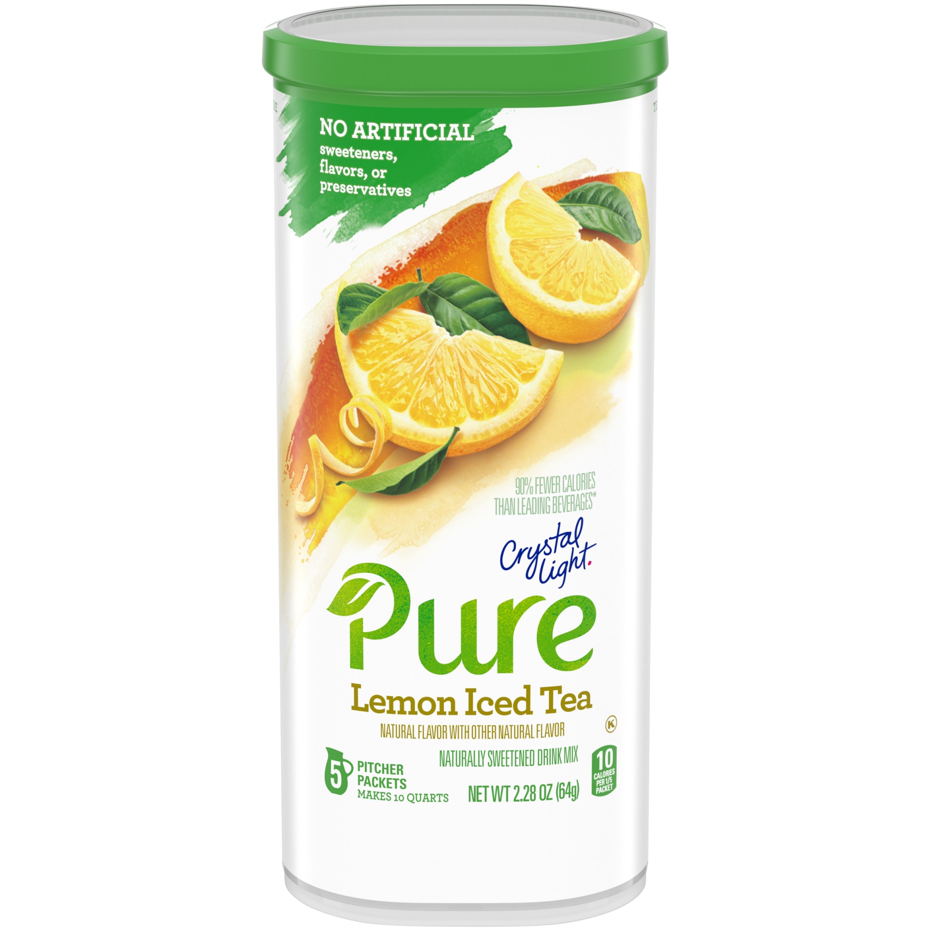 slide 1 of 1, Crystal Light Pure Lemon Iced Tea Naturally Flavored Powdered Drink Mix with No Artificial Sweeteners Pitcher Packets, 10 ct