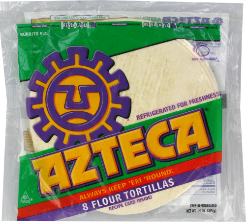 slide 1 of 1, Azteca Burrito Size Flour Tortillas, 14 oz