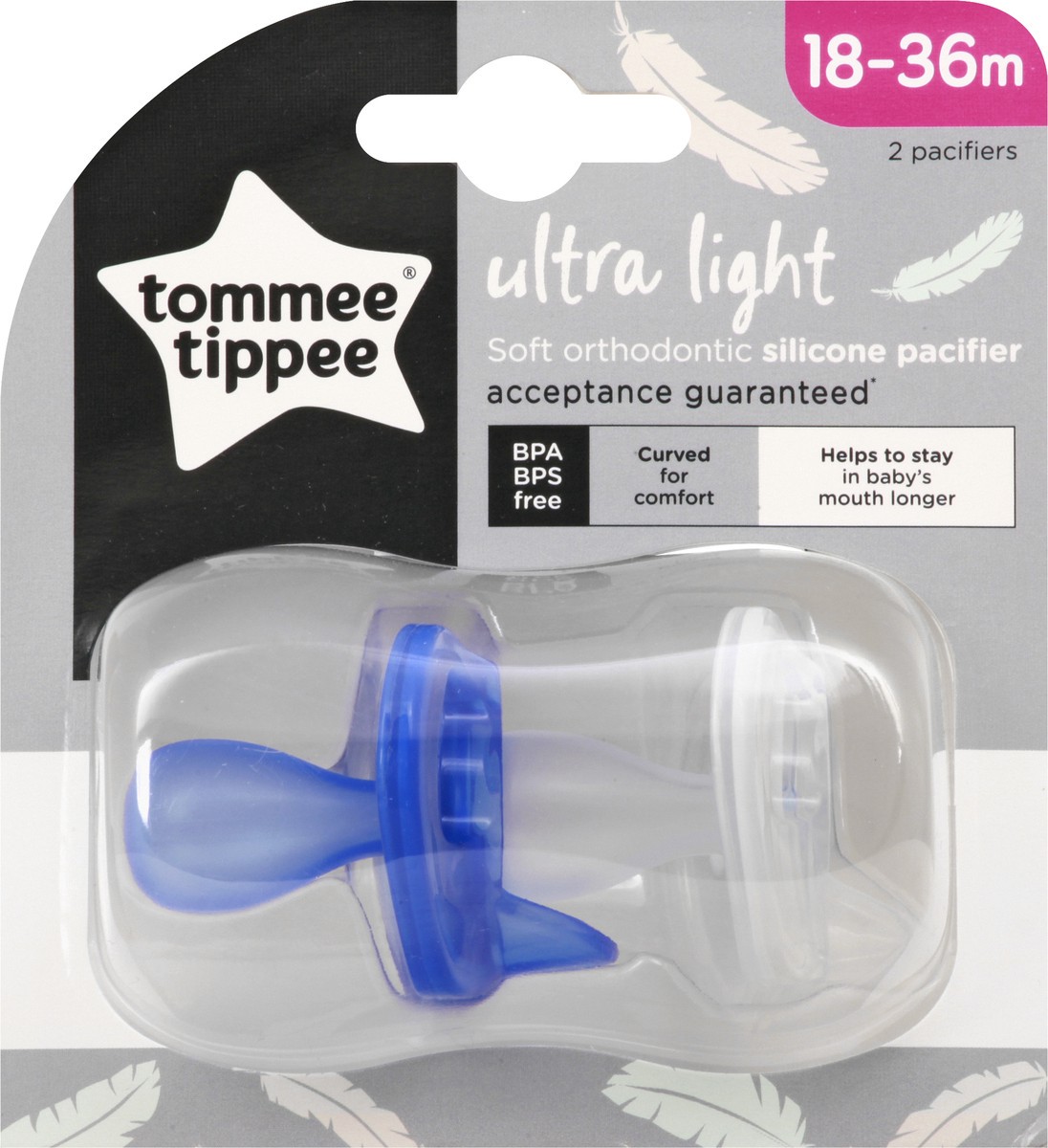 slide 1 of 9, Tommee Tippee Ultra Light Silicone Pacifier, 2 ct